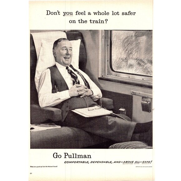 1951 Pullman Car Train Travel Businessman Suit Vintage Print Ad 50s Wall Art - Picture 1 of 2
